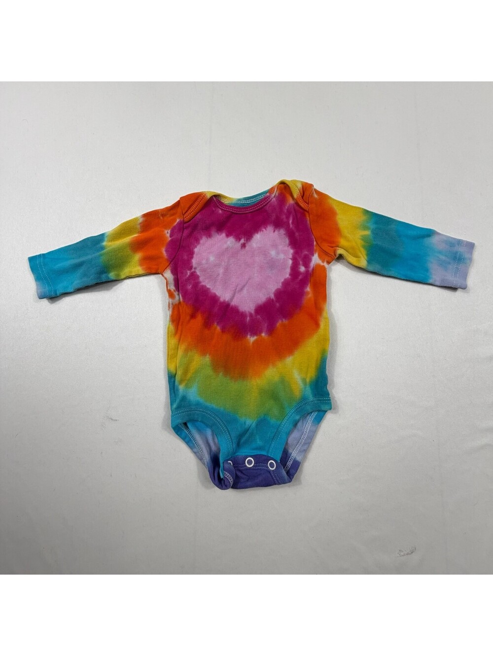 Carter's 6 Months Tie-Dye Long Sleeve Baby Bodysuit with Heart Design